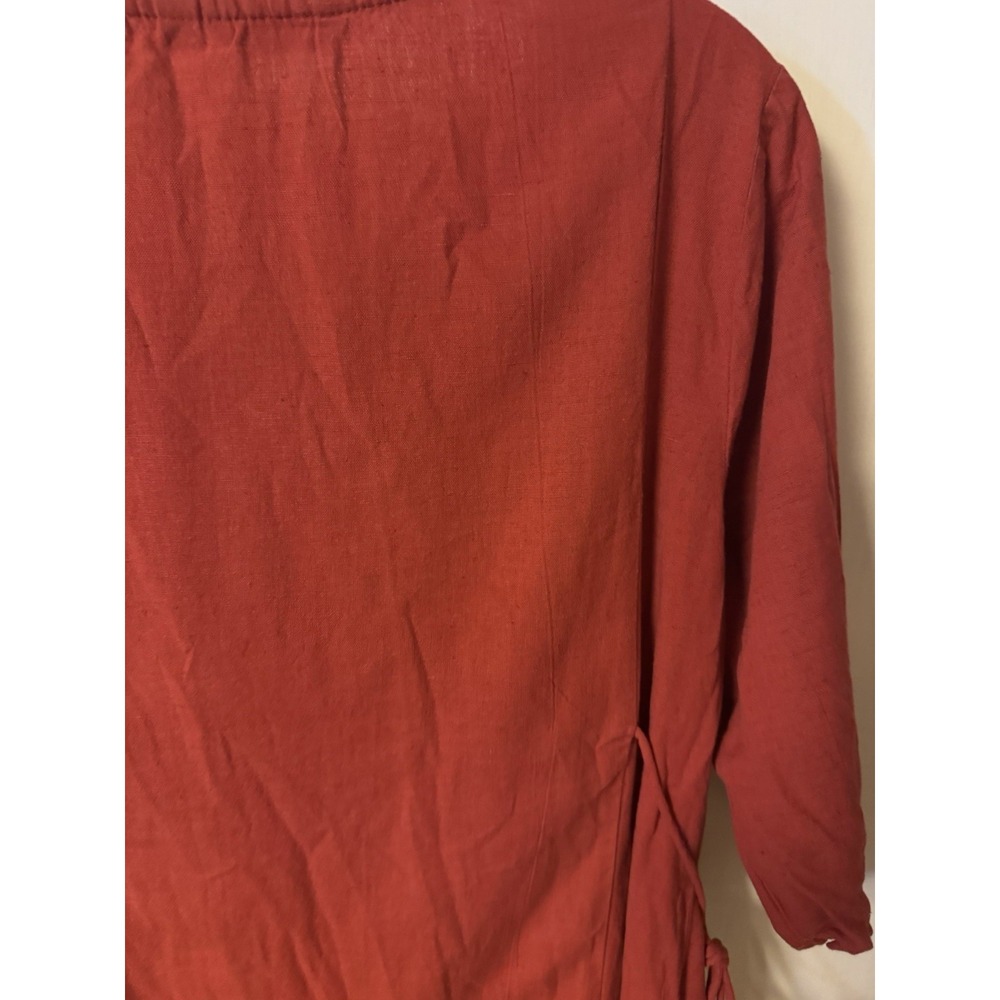 Zudio Women's Burnt Red/orange Embroidered Folk Style Dress - Picture 10 of 12